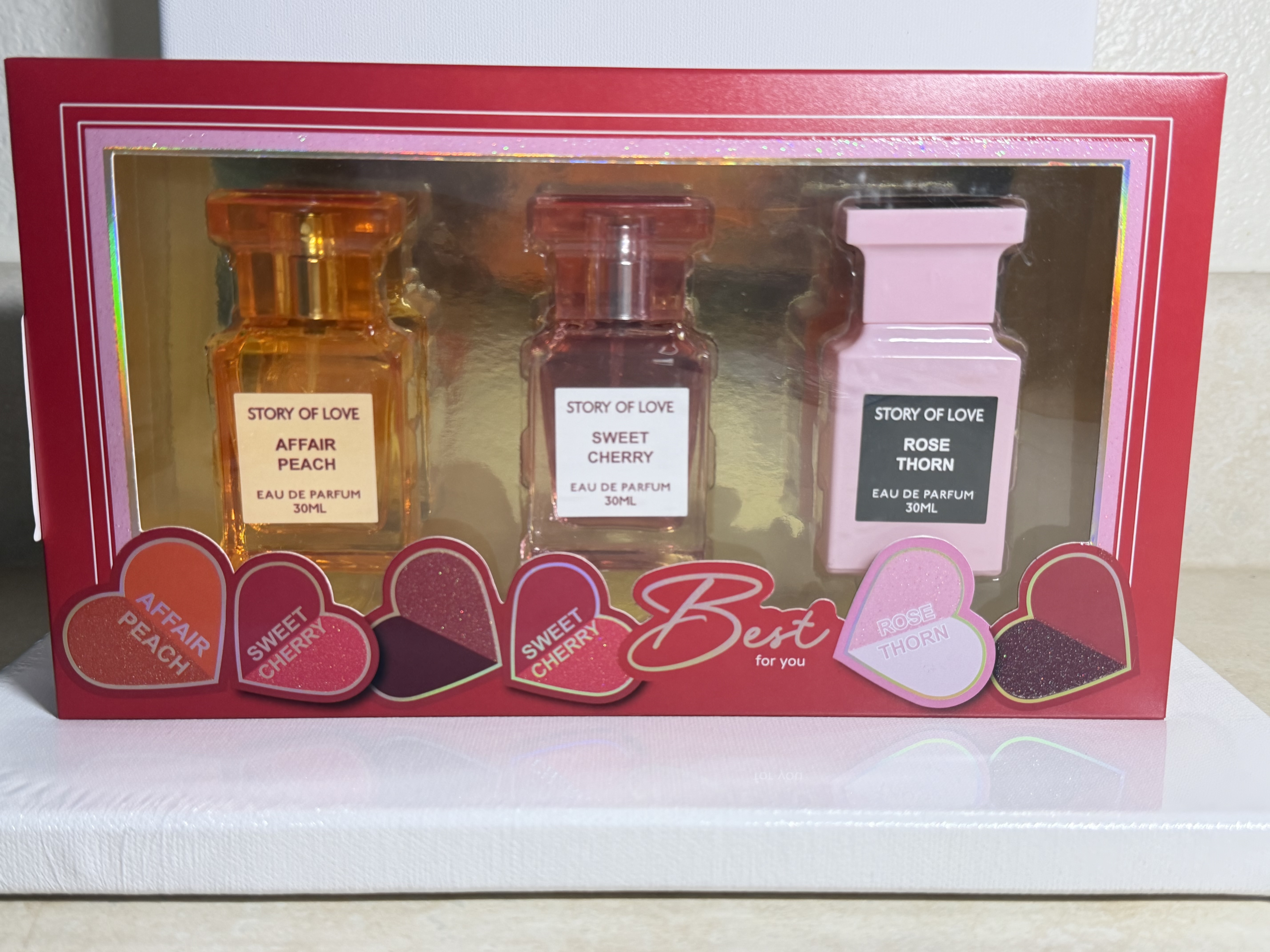 Best for You for Women Gift Set - Affair Peach, Sweet Cherry & Rose Thorn Eau De Parfum 30ML X 3PCS by Story of Love